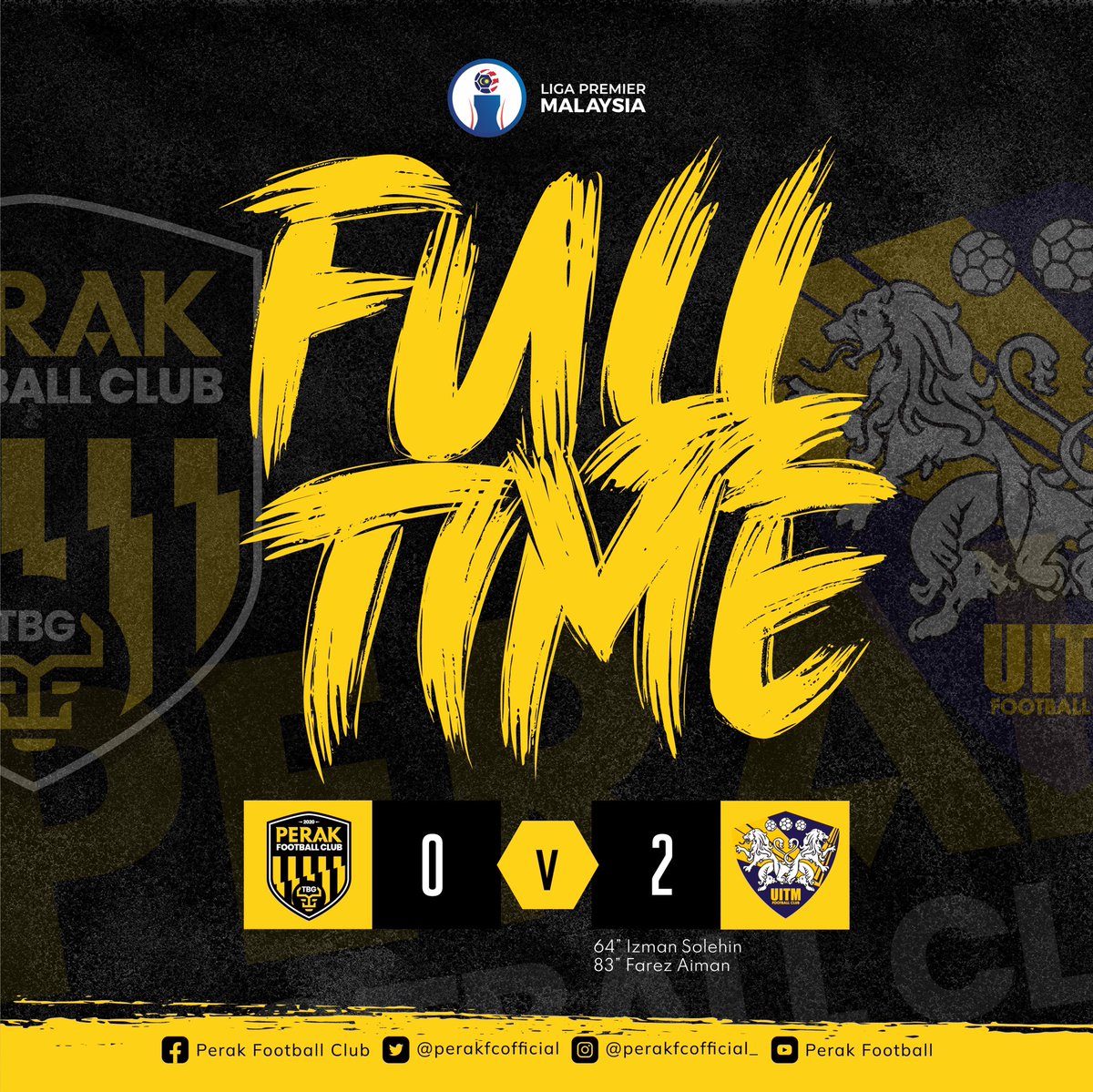 perakfcofficial's tweet photo. MASA PENUH LIGA PREMIER MALAYSIA 2022 

PERAK 0-2 Uitm FC

 ⚪️🟡⚫️

#PerakFC
#XOXMalaysia
#LigaPremierMalaysia2022 
#PRKUITM 
#KejorYobKejor
#SkorYobSkor
#BangkitSemula https://t.co/Cvg0oF5kKj