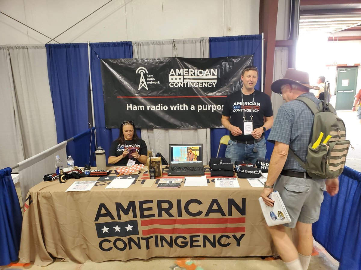 AmConBePrepared's tweet photo. Come visit us at #Hamvention today! Find us in building 1 booth 1206.
Sign up for our raffle for a free #hamradio
#AmericanContingency
#youareneveralone
#AmCon https://t.co/WIYPQiHy1S