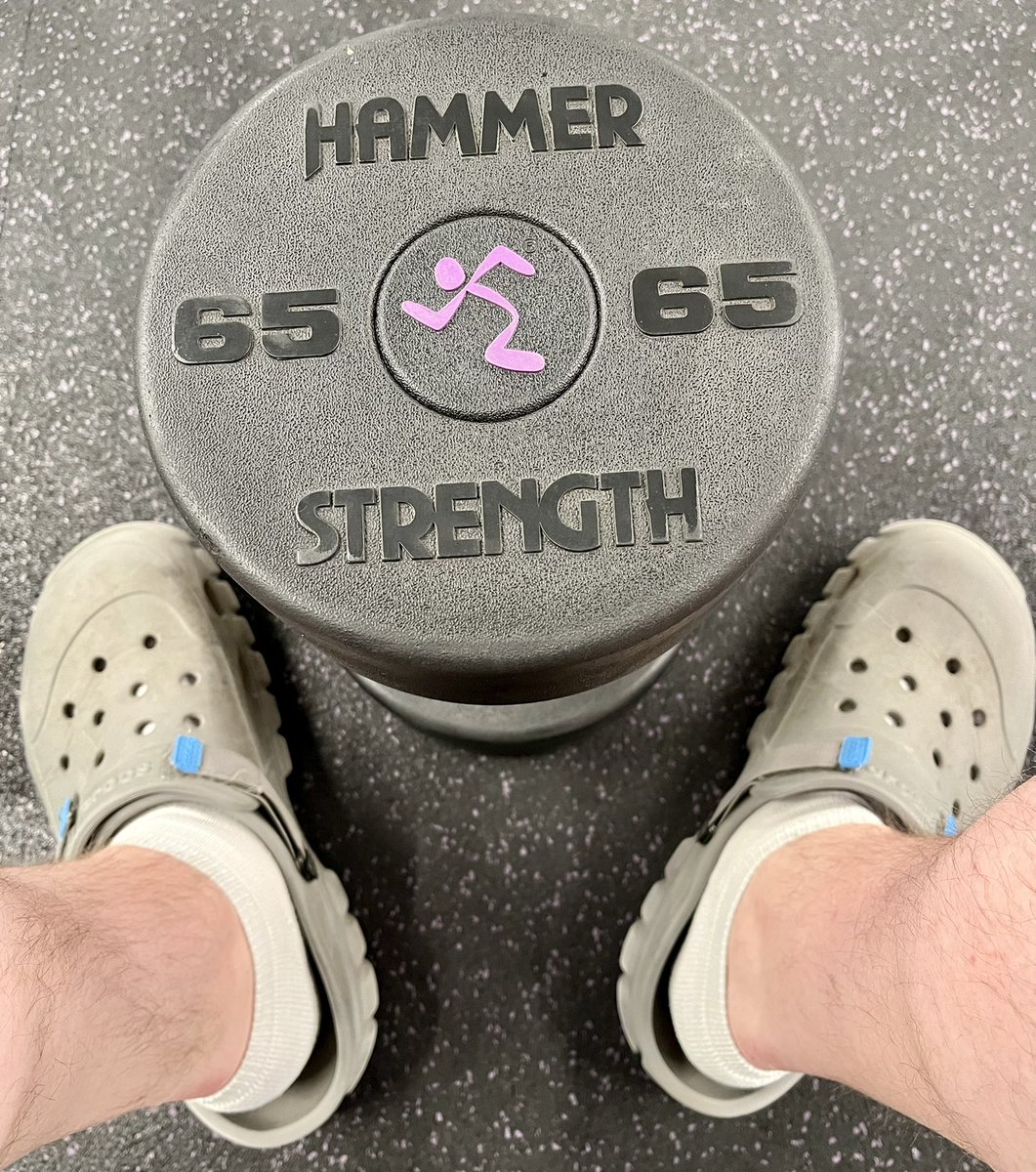 SohoNightSky1's tweet photo. It’s upper body day so you know what that means! #DadBro makes his triumphant return while rocking those @Crocs #FitnessMotivation #fitnessjourney https://t.co/pQKX6ABcbc