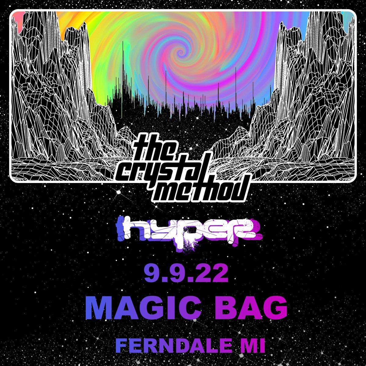 themagicbag's tweet photo. 🎟Coming soon to the Magic Bag🎟 
The Crystal Method with Hyper
Fri, Sept 9 | Tix: $25 adv./$30 dos. | AA
Ticket Link: https://t.co/87cWhS1rzH
@crystalmethod @djhyper #DJHyper
#TheCrystalMethod #TheMagicBag https://t.co/H2xo1wQPVI
