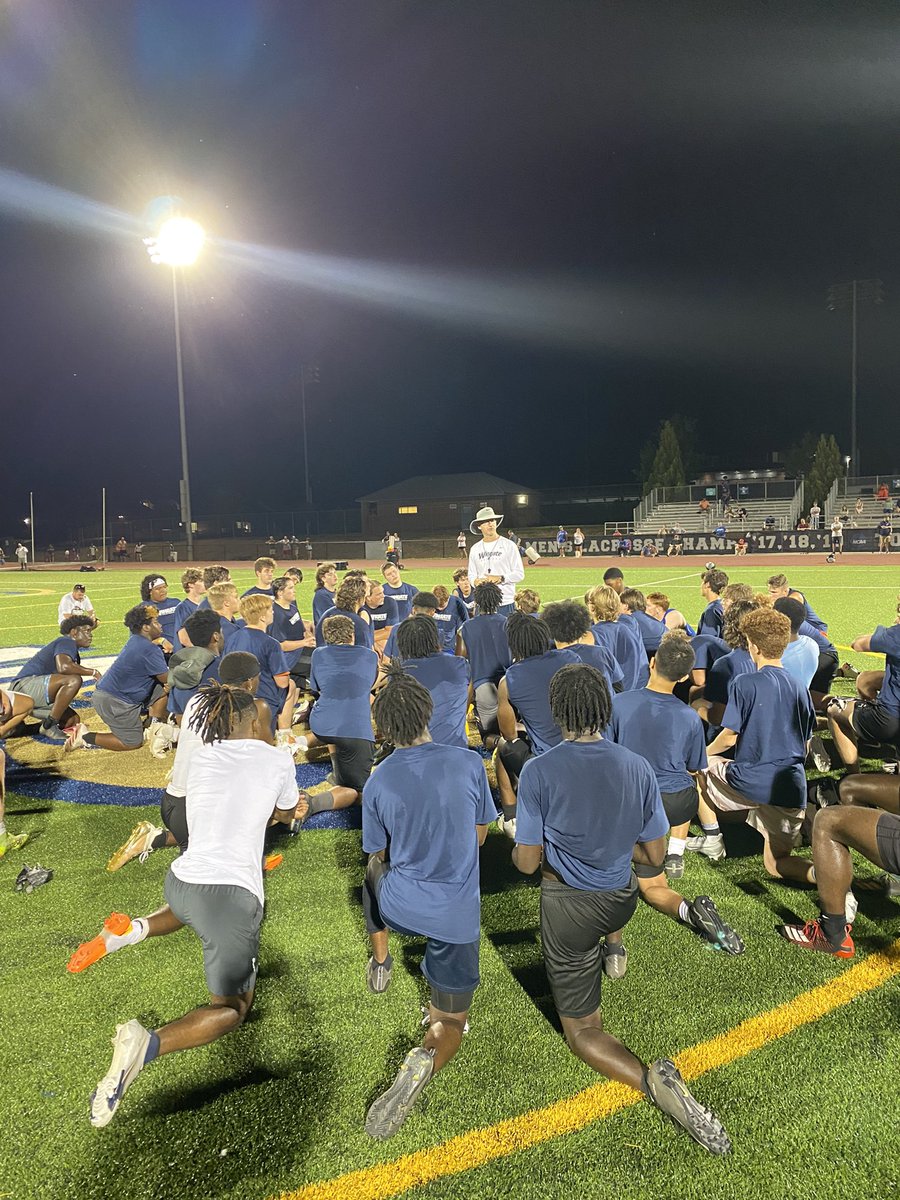 WingateFb's tweet photo. Great start to what’s going to be a great camp season this summer! We had our first prospect camp last night and have more camps to come this summer! Come out and compete and learn from some great coaches! #TopDog23 #OneDog https://t.co/IHhoPWudrB