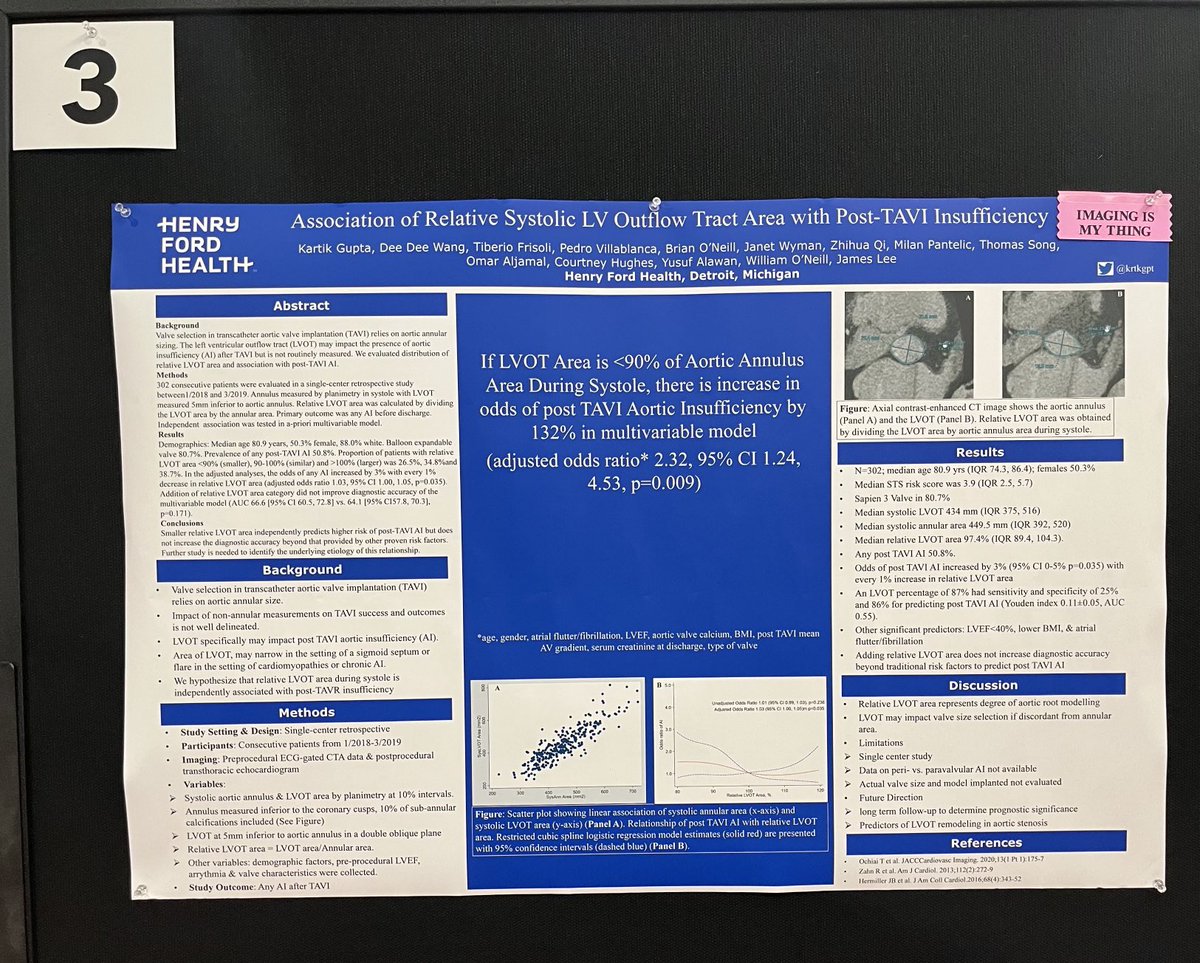 Kartik Gupta (@krtkgpt) on Twitter photo How can CT structural in patients with AS predict post TAVR aortic insufficiency? Role of LVOT?
Representing <a href="/HFHIntMedRes/">Henry Ford Hospital Internal Medicine Residency</a> at my first #SCAI2022.
Thanks <a href="/jameschilee/">James Lee</a> for your mentorship.
<a href="/DeeDeeWangMD/">Dee Dee Wang MD</a> <a href="/BillONeillMD/">William W. O'Neill</a> @HFHCardioFellow How can CT structural in patients with AS predict post TAVR aortic insufficiency? Role of LVOT?
Representing <a href="/HFHIntMedRes/">Henry Ford Hospital Internal Medicine Residency</a> at my first #SCAI2022.
Thanks <a href="/jameschilee/">James Lee</a> for your mentorship.
<a href="/DeeDeeWangMD/">Dee Dee Wang MD</a> <a href="/BillONeillMD/">William W. O'Neill</a> @HFHCardioFellow