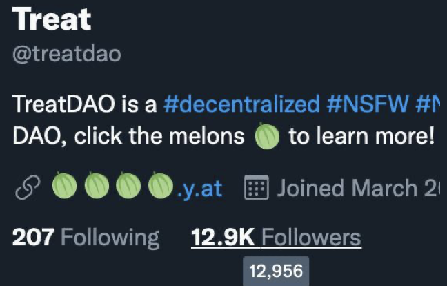 treatdao's tweet photo. gm

only 44 more followers until we hit 13k...

have a great saturday and tell a friend about @TreatDAO today so we can celebrate the milestone!🥳 https://t.co/PAHcHdZwsE