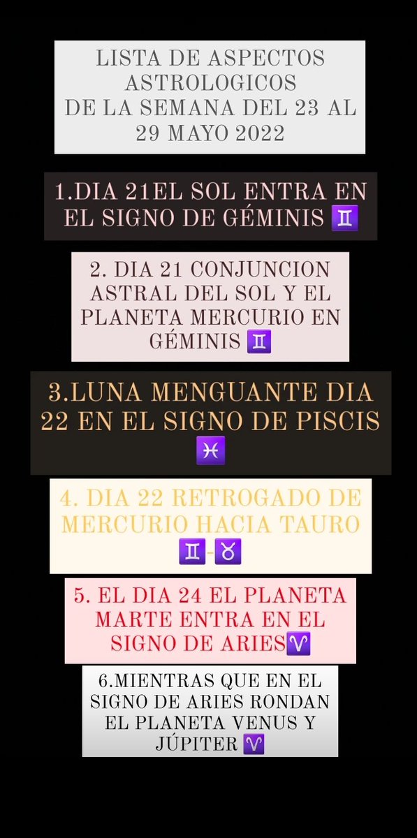 jsuastrologia07's tweet photo. Lista de los sucesos Astrales que  acontecerán la semana próxima del 23 al 29 Mayo 2022
#SUCESOS #ASTRALES #LISTA #HORÓSCOPO #PLANETAS #ZODÍACO https://t.co/v1K0RhroNv