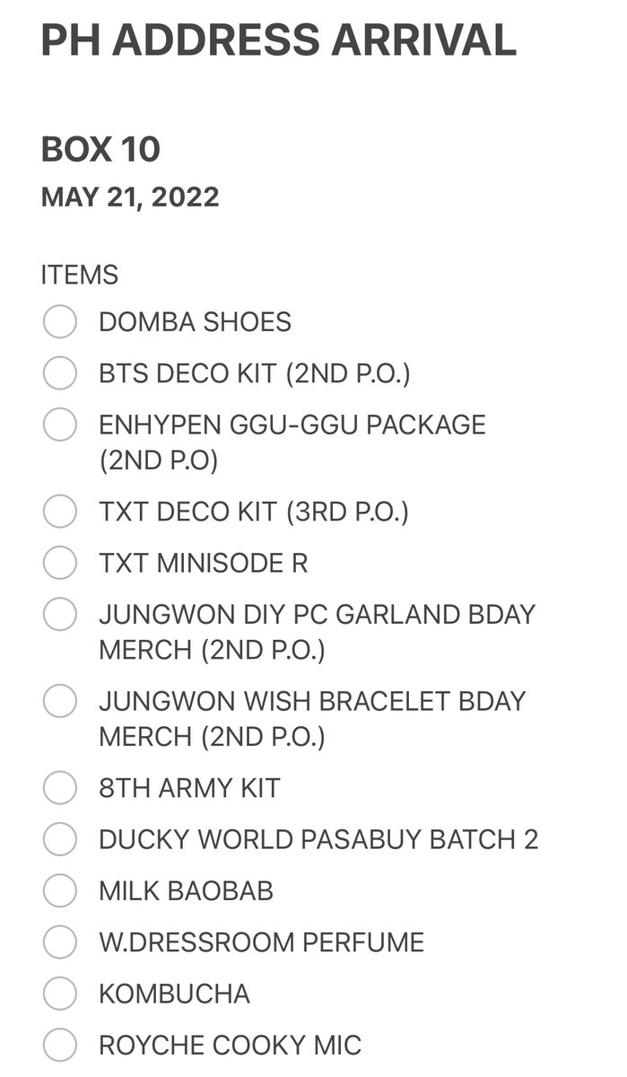 KcornerShopMNL's tweet photo. #KCSMNLUpdates 

Box 10 is already at my PH Address!!! Shipping will on May 29 onwards because I still have my defense on May 25. Please give me time to sort and pack your items, this batch is 100+ parcels, please bear with me as I’m the only one who’ll sort and pack this batch. https://t.co/ZAsmzdhG28