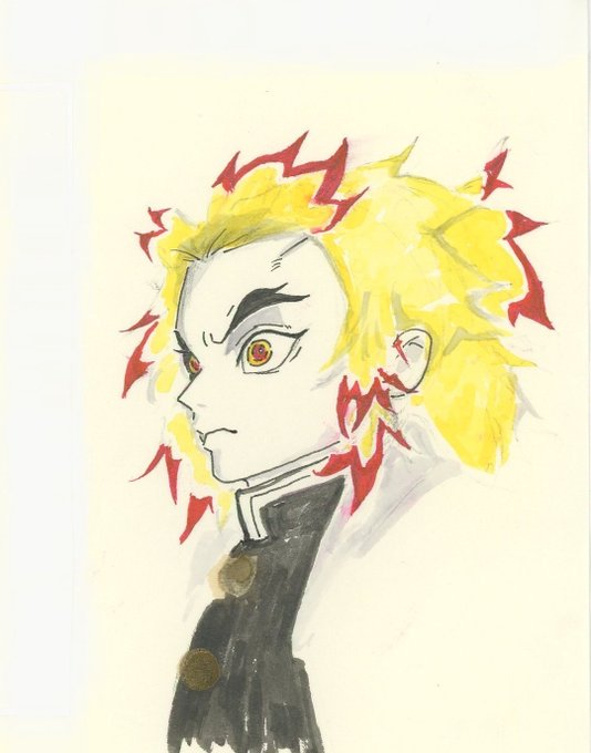 Me-さんがTwitterに投稿した煉獄杏寿郎(鬼滅の刃)のイラスト。