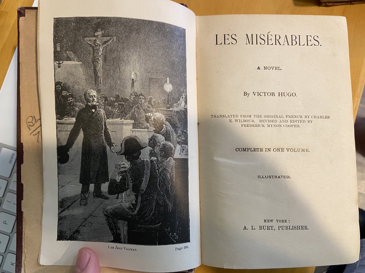 TheDeclanWilson's tweet photo. And can anyone help me identify how old the Les Mis book is? There isn’t a pub date listed #oldbooks https://t.co/wZScwddSBY