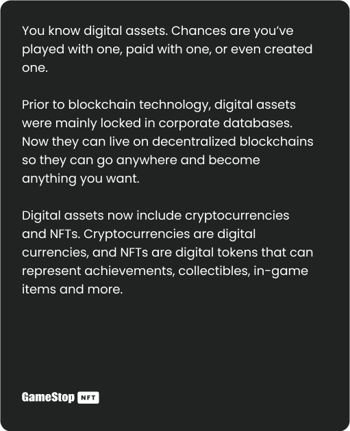 📚 What are digital assets? #GameStopNFT