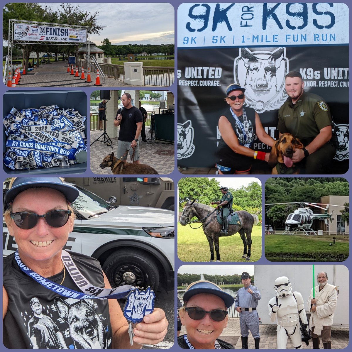 Doggone awesome morning at @K9sUnited #5k at #worldgolfvillage #staugustine this morning! 🏃‍♀️🐕‍🦺😎 Best 5k time in a while 👍 Even got this K9 to sit for the photo 🐕‍🦺 #running #fitness #k9sunited
