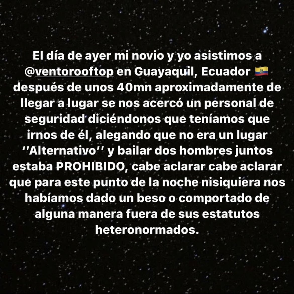 MarcCarcamo's tweet photo. Ayer en #VentoRoofTop en #Guayaquil #ecuador #homofobia 🏳️‍🌈 https://t.co/bIMFt28EMr