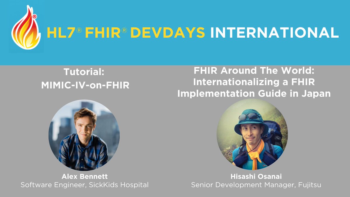 HL7's tweet photo. Best and brightest #healthIT pros will be at #HL7 #FHIRDevDays! Hear Alex Bennet discuss Medical Information Mart for Intensive Care & Hisashi Osanai discuss #FHIR IG in Japan. Join us June 6-9! https://t.co/KqMwlJ3Hhs @FirelyTeam @Fujitsu_Global @SickKidsNews #interoperablity https://t.co/kVs0WtV3BG
