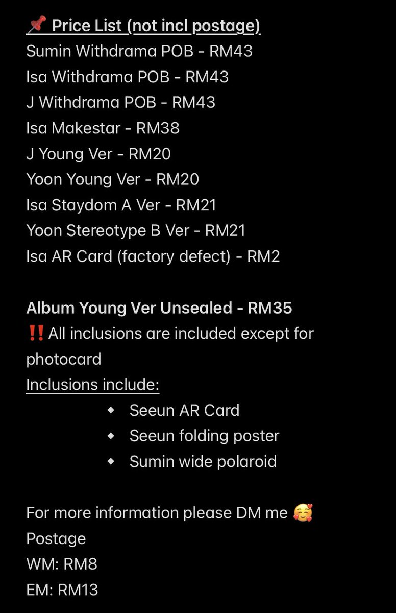 rreitora's tweet photo. [HELP RT]‼️WTS‼️STAYC PHOTOCARDS AND UNSEALED ALBUM 

⁃ Sumin, Isa, and J Withdrama POB
⁃ Isa Makestar POB
⁃ J and Yoon YoungLuv PC
⁃ Isa Staydom PC
⁃ Yoon Stereotype PC
⁃ Isa AR card (factory defect)

❌ No fussy buyers
Dm for more information ☺️
#pasarstayc @pasarStayc https://t.co/TYZT0bpchZ