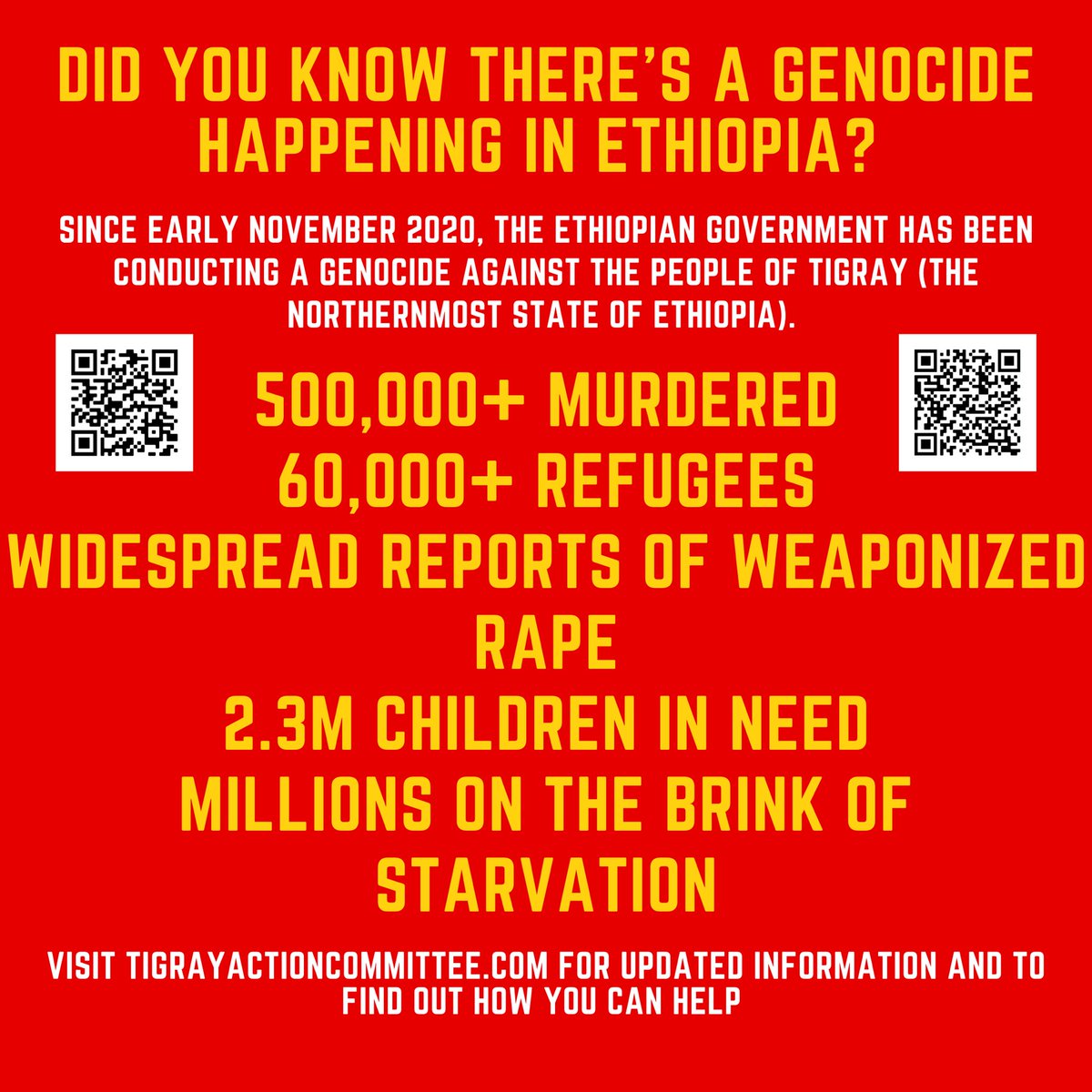 Continue to spread the word. Much of the world still has no idea. 

#TigrayGenocide