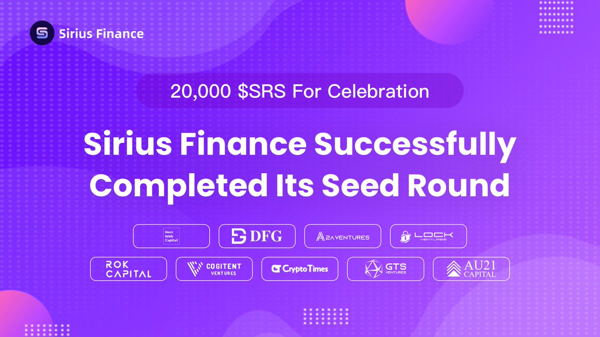 💫To celebrate <a href="/Sirius_Finance/">Sirius Finance｜Building</a> on completing its seed round fundraising led by <a href="/NextWebCapital/">Next Web Capital</a>, time for a 20,000 $SRS #giveaway!

💞Thank those who choose to support and believe in us!

🚀Let's spread the happiness!WAGMI! 

Click to join👇:
gleam.io/competitions/Q…
#Airdrop $ASTR