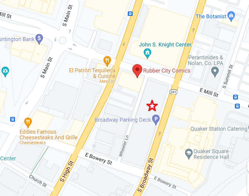RubbCityComics's tweet photo. If you are coming to see #RayPark tomorrow at #RubberCityComics there is FREE parking downtown Akron. The Broadway Parking Deck is next to our building. Entrance is off of Broadway St.
Rubber City Comics 74 E. Mill, Akron, OH
#DarthMaul #starwars https://t.co/3IhgGArH4c