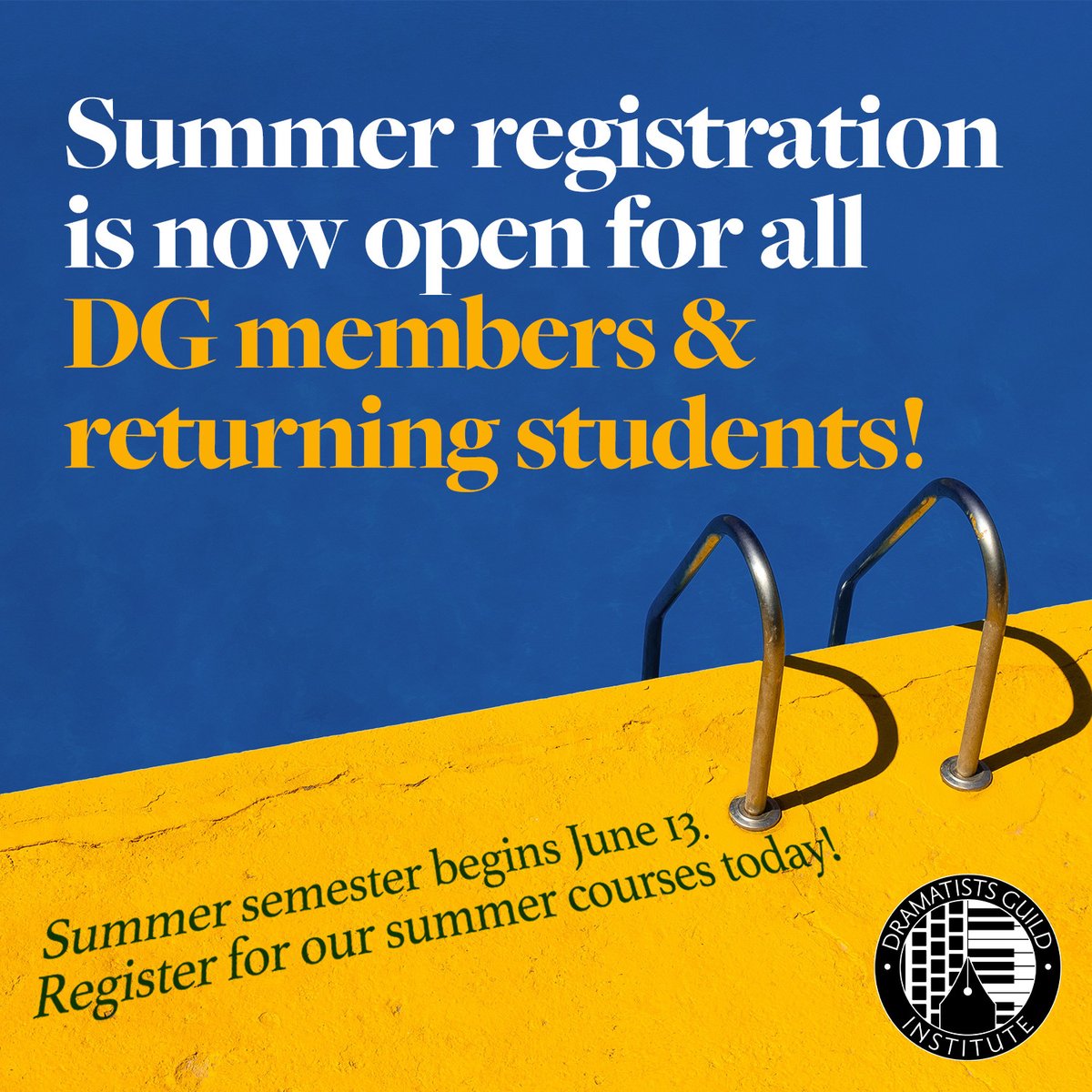 DGI offers engaging theatre writing courses that are accessible to everyone. Summer registration is now open for all DG members and returning DGI students! View more info on our new semester, which begins June 13, & register today: dginstitute.org/summer-2022