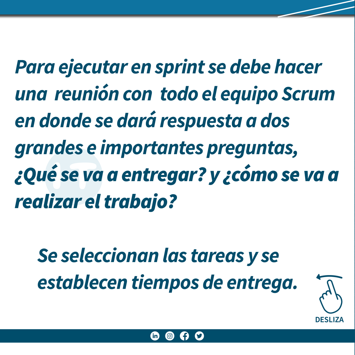 itservice_co's tweet photo. #AprendeConITService ✅

Sabías qué, ¿El núcleo central al aplicar la metodología Scrum, es el sprint? 😦

🗣️Si te gustó este post recuerda darle LIKE y compartir con tus amigos. 👫
.
.
.
#ITService #CertiProf #agile #agilidad #negocios #sprint #Scrum https://t.co/7klwOX9GQk
