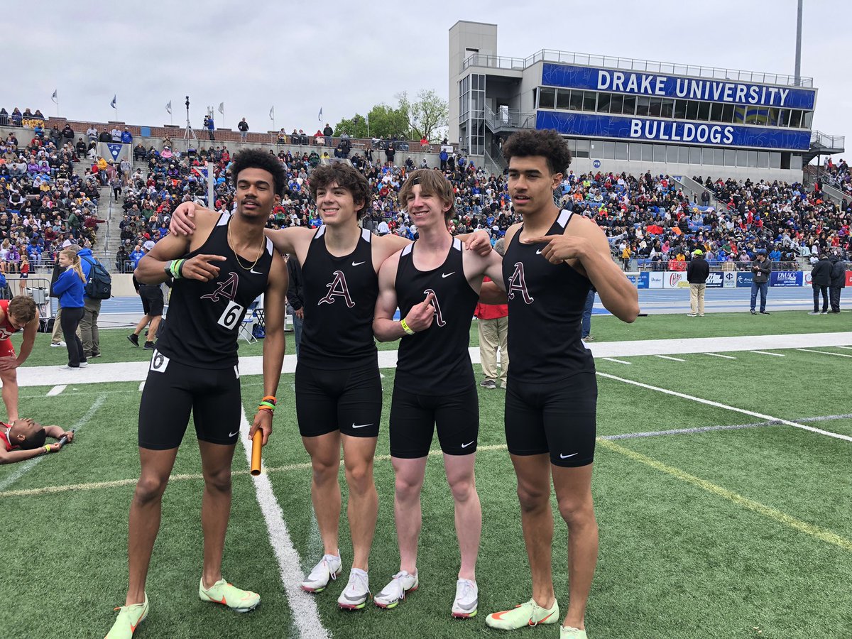 The <a href="/Ankeny_Hawks/">Ankeny High School Activities</a> boys sprint medley team wins the 4A state title in 1:31.46, that’s 5th all-time in Iowa history. Gold for Jack Belding, Tyler Sickerson, Tyson and Tyrese Miller. #iahstrk