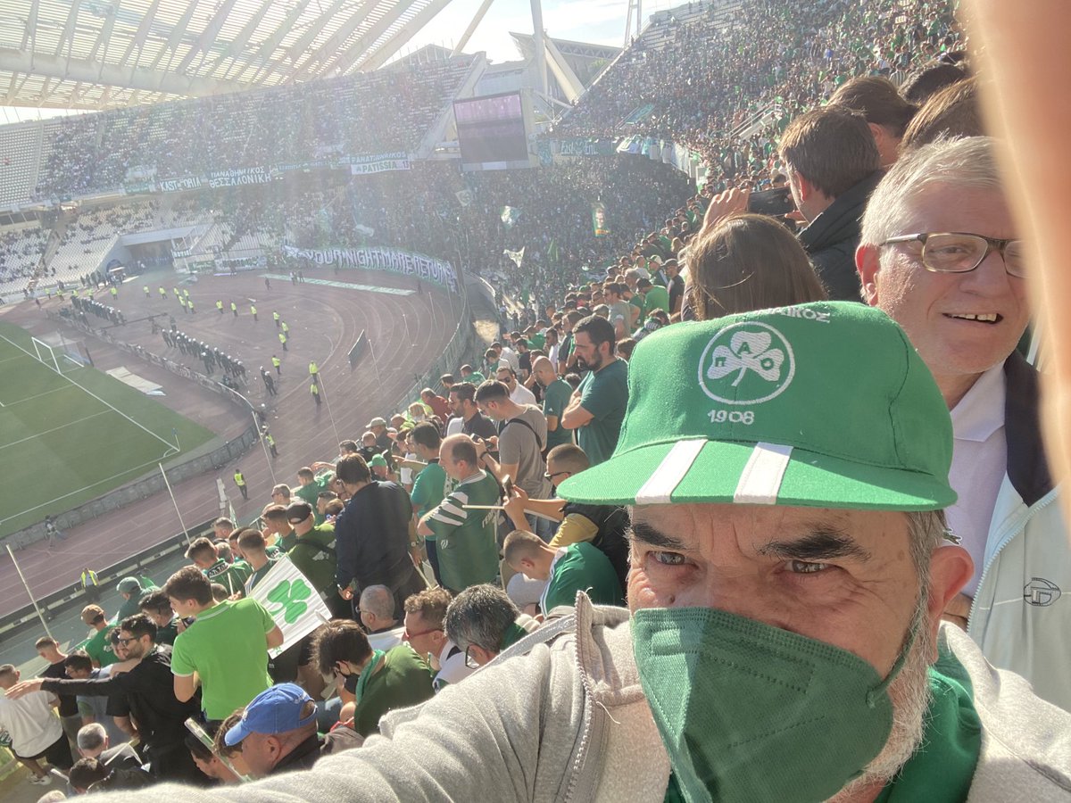 I am back at the OAKA stadium for a Greek Football Cup Final! Last time was in 1986 when we beat Olympiakos 4-0, I left for the United States a few weeks later… Good luck to our team ⁦<a href="/paofc_/">Panathinaikos F.C.</a>⁩ today v. PAOK!