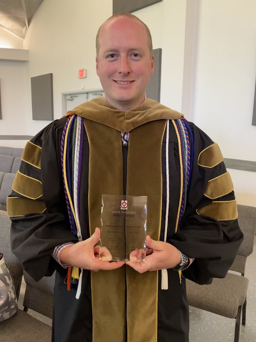 Honored to have been voted Preceptor of the Year by the graduating students of <a href="/uupharmacy/">Union University College of Pharmacy</a> . Thankful for my students who have enjoyed critical care so much!