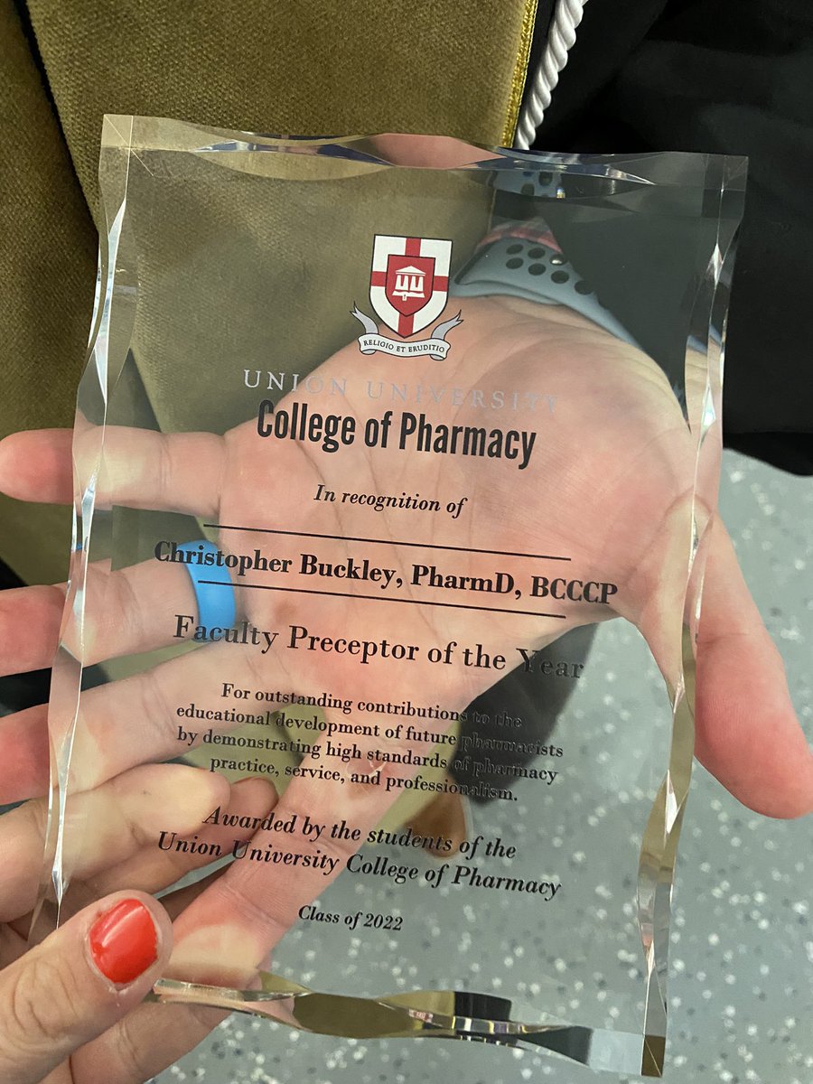 BucktheVent's tweet photo. Honored to have been voted Preceptor of the Year by the graduating students of @uupharmacy . Thankful for my students who have enjoyed critical care so much! https://t.co/937Q0VMrI1