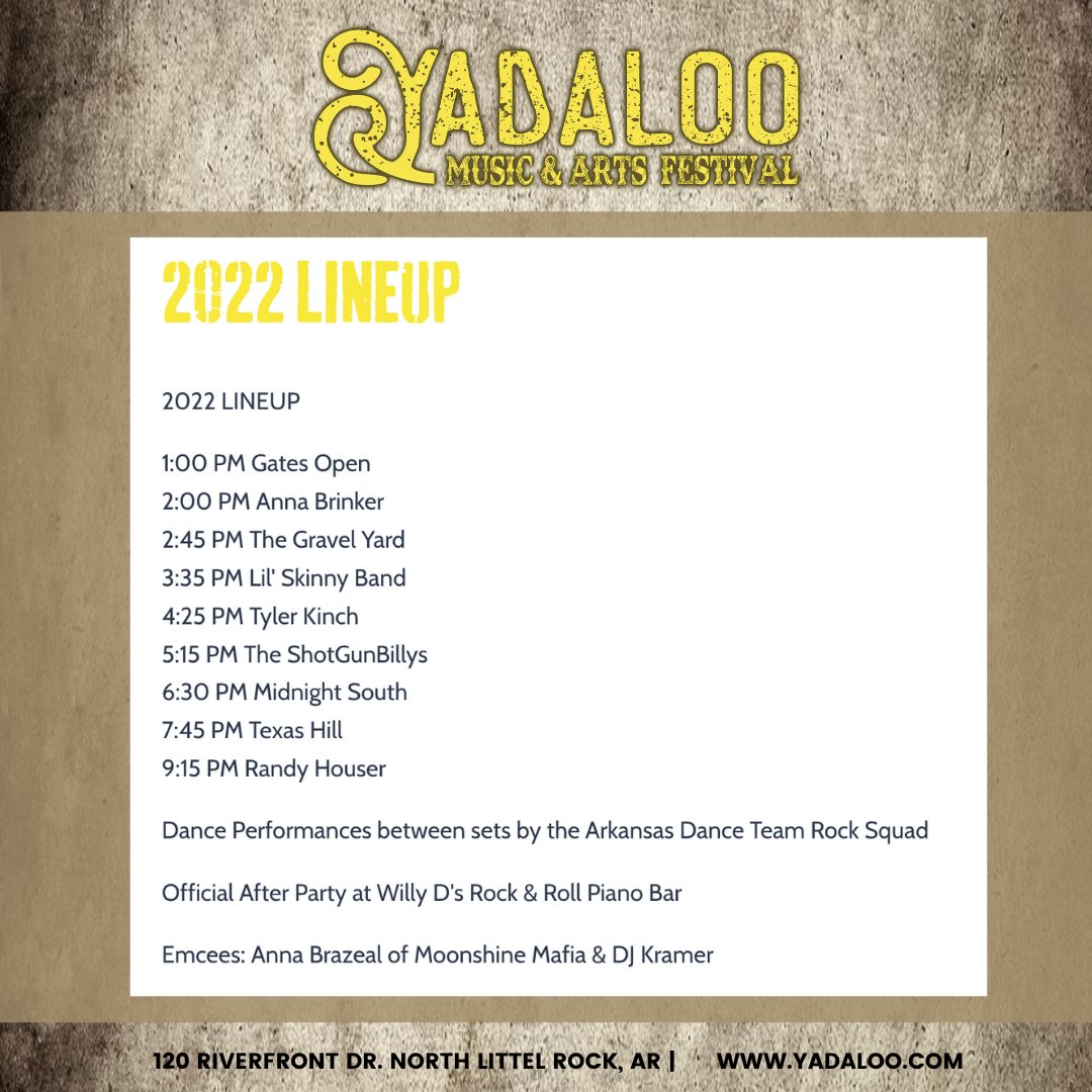 Gates open at 1:00 pm TODAY! Food, Beer, Games, Country Music! Route yourself to 120 Riverfront Dr., North Little Rock, AR.  All ages. 12 and under free. Bring your doggo on a leash. ❤️