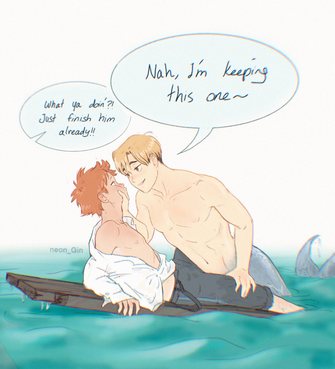 Nah, too cute to d!e… it’d be a waste🐹
#atsuhina #mermay #au