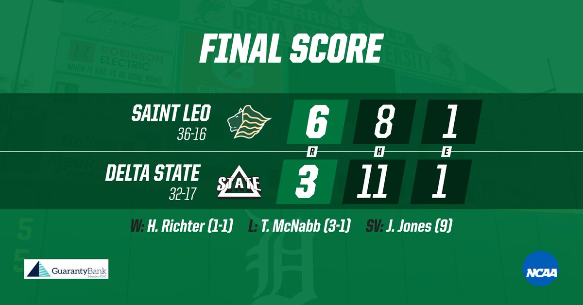 FINAL SCORE

The Lions advance as they storm back to steal a win.

Thanks for your support all season long, #DSUFamily! 

#TraditionNeverSlumps #WhereChampionsPlay⚾️
