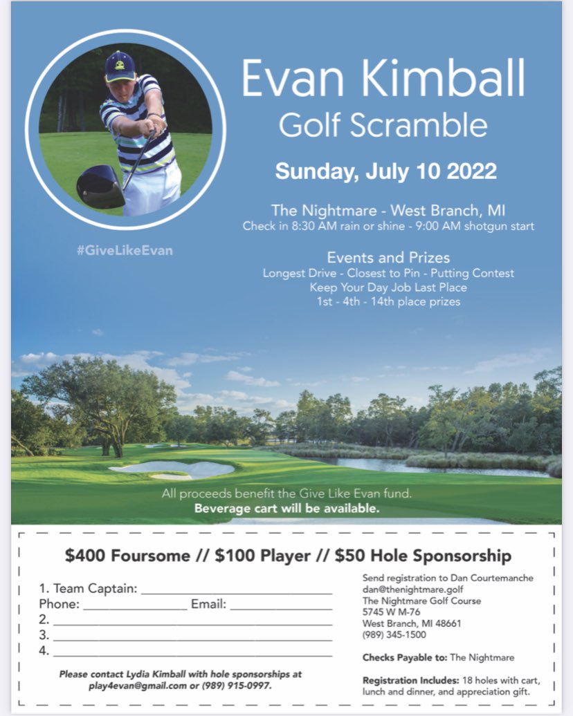 LydiaKimball's tweet photo. Please@join us for the 2022 #GiveLikeEvan golf outing https://t.co/UPUpo4LcR1