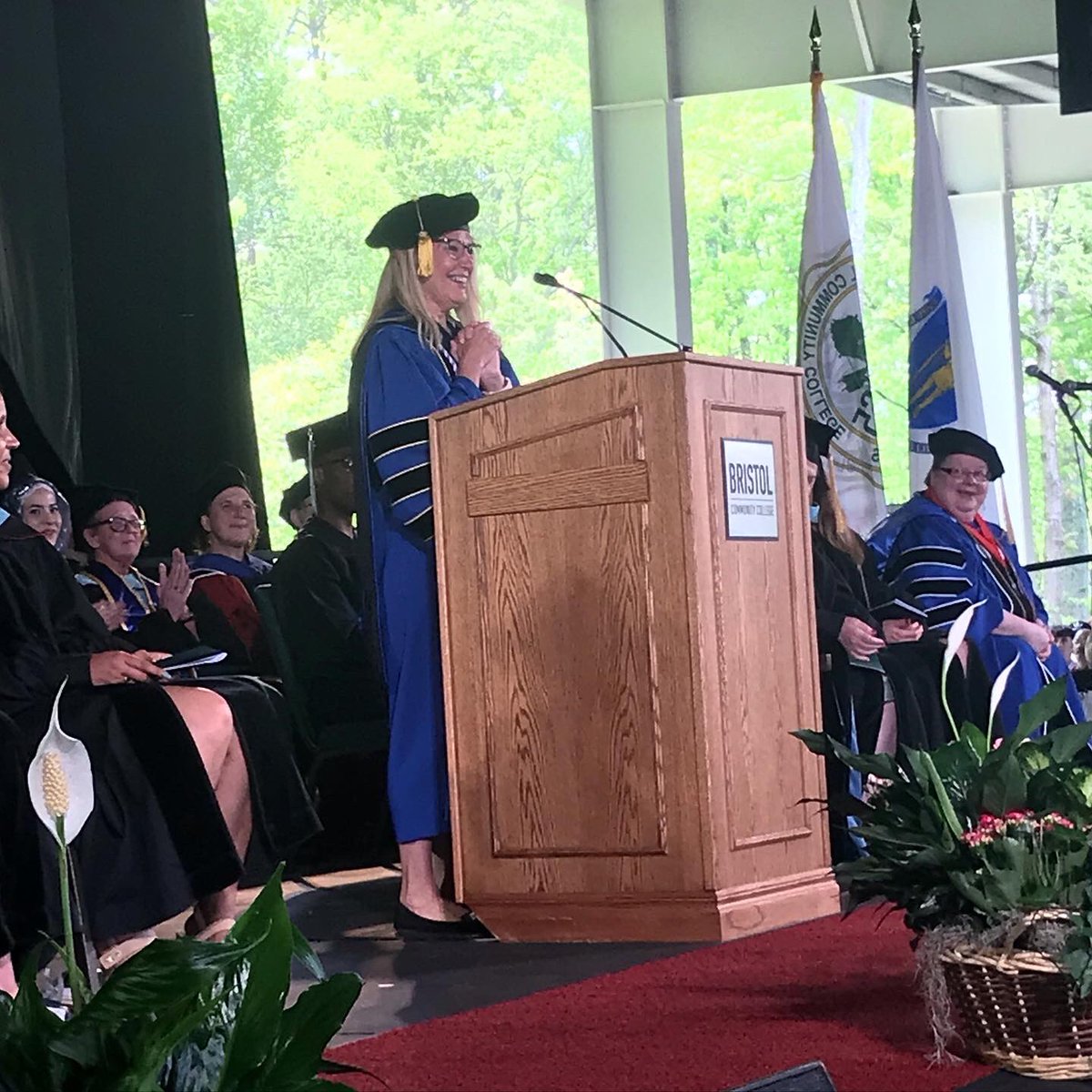 BristolCC's tweet photo. “I am a proud graduate of Bristol’s Nursing Program and here I am now, living my dream job, full circle, back where I started!” —Bristol’s Last Lecture recipient, Dr. Kathleen Plante, Professor of Nursing shares words of wisdom. #bristolgrad22 https://t.co/n6rq9HWFbP
