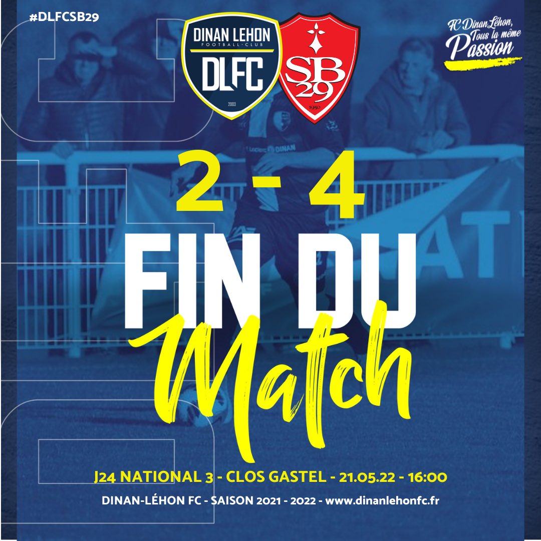 dinanlehonfc's tweet photo. [#N3]

90+’ : Fin du match au Clos… Défaite 4-2 😤😤

#DLFCSB29 #TousLaMêmePassion https://t.co/SjyD8J9K0y