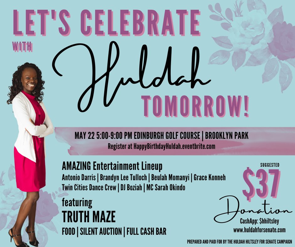 Huldah4House's tweet photo. TOMORROW!
We are celebrating 37 YEARS OF HULDAH! This event is a can't miss! Drinks, food, dancing, entertainment, please join us!
#StrongerTogether #sd38 #osseo #brooklynpark #brooklynparkmn #brooklyncenter #sd38 #familycommunityservice https://t.co/w7ufN5Pjy0