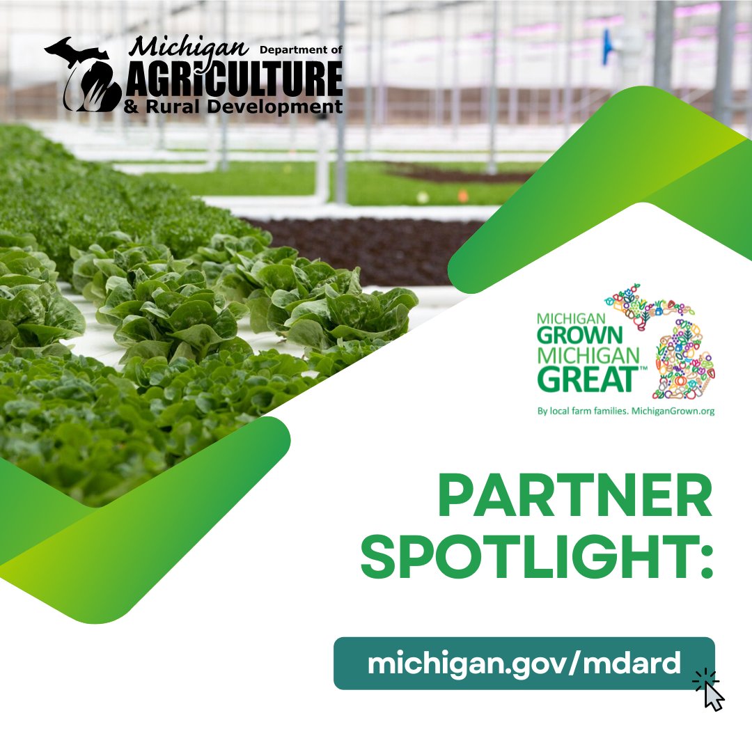 MichAgCouncil's tweet photo. Today we are shining the partner spotlight on @MichDeptofAg!

#MDARD is comprised of six divisions that use a customer-driven, solution-oriented approach to cultivate and expand new economic opportunities for the food and agricultural sector.

Learn more: https://t.co/6LMLJOUk93 https://t.co/T8T9R55gy2