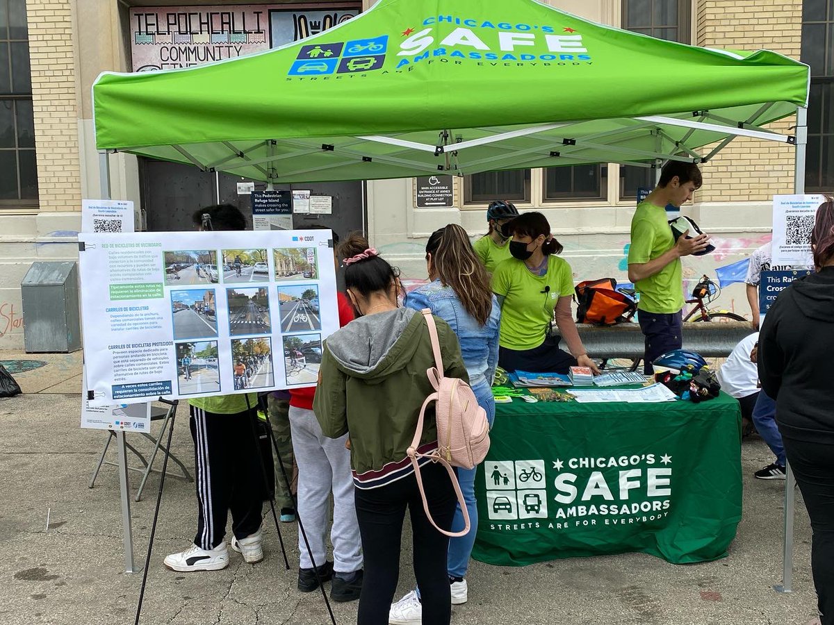 ChicagoSafe's tweet photo. ☁️It’s a beautiful day for an education and wellness summit!
🗣In addition to @ChicagoDOT SAFE (Streets Are For Everybody) education, we’re providing helmet fittings for everyone who gets a free bike from @WorkingBikes! 🚴🏾 🚴🏼♂️
#BeSAFE Chicago. #VisionZeroChicago https://t.co/AcgSSAbzJA