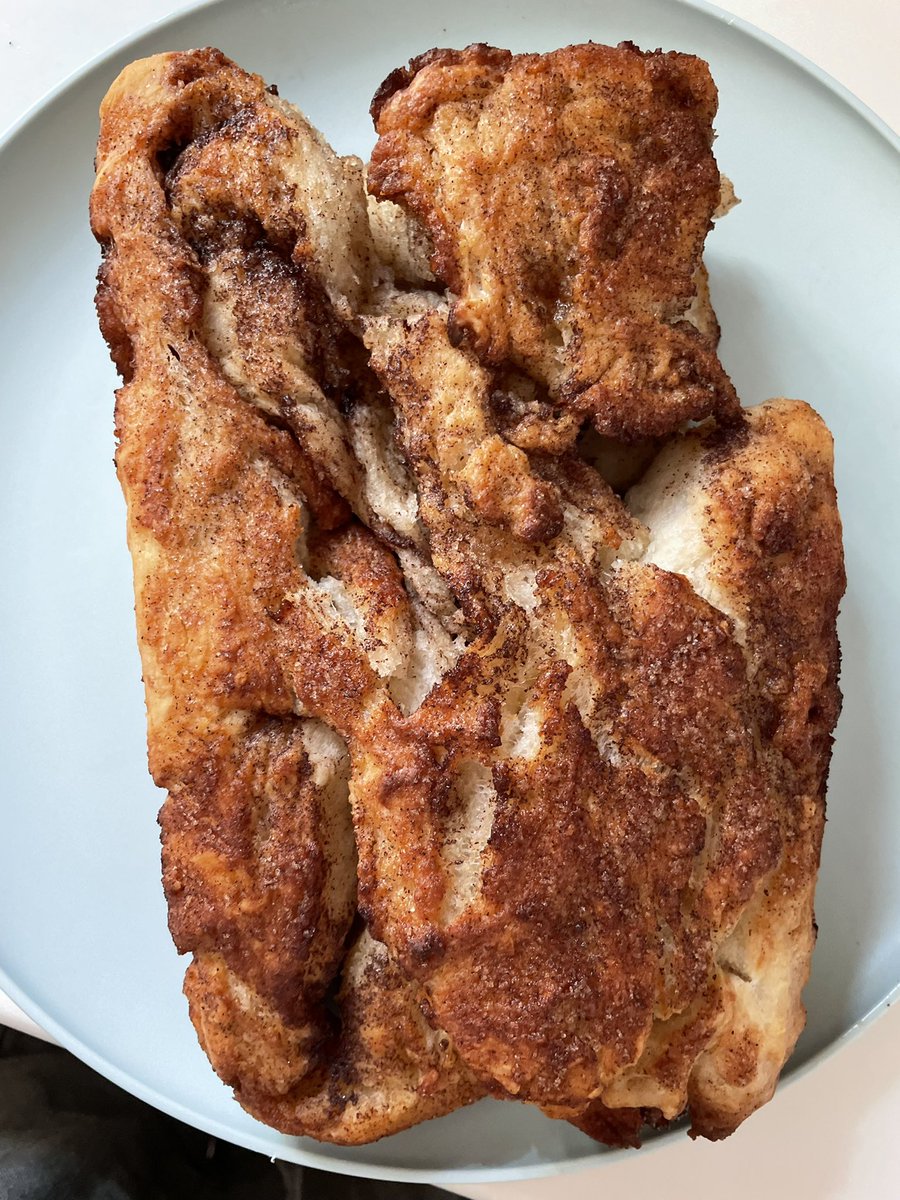 TaniBergeron's tweet image. A little misshapen, but absolutely delicious- fresh made cinnamon bread. #MayPatternChallenge