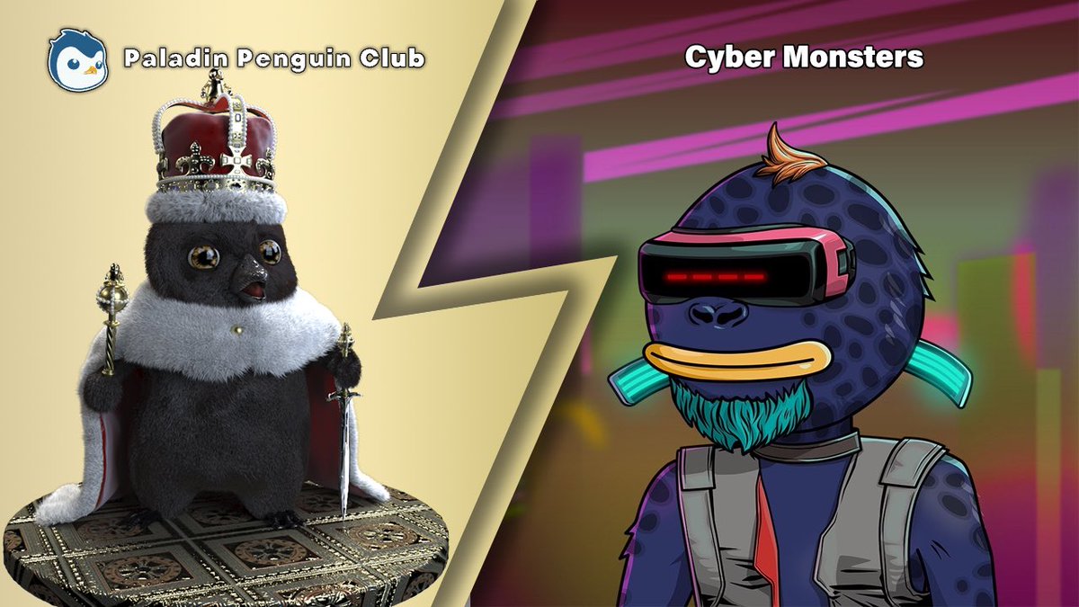 😈 Cyber Monsters x 🐧 Paladin Penguin Club GIVEAWAY 🎉

Prize:
-10 X Cyber Monsters WL 
-10 X Paladin Penguin Club WL

To Enter: 
1️⃣❤️ &amp; RT
2️⃣Follow @cyber_monsters &amp; <a href="/paladin_penguin/">Paladin Penguin Club</a> 
3️⃣Tag 3 friends 

⏳24 hrs
🍀Good luck!

#NFTs