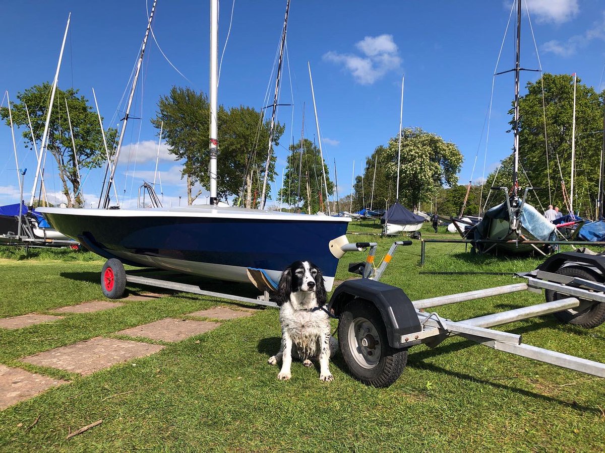 nicabbatt's tweet photo. She’s finally acclimatised to being a sailing dog rather than a gun dog, waits patiently for us to stop faffing about with boats ❤️ @ClubUYC https://t.co/fnCyW9HjJQ