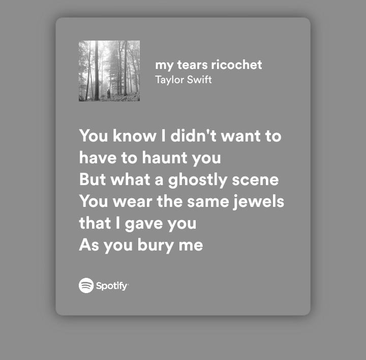 soitfuckingoes's tweet photo. taylor swift was crazy for writing my tears ricochet https://t.co/1yOIsXGeQU