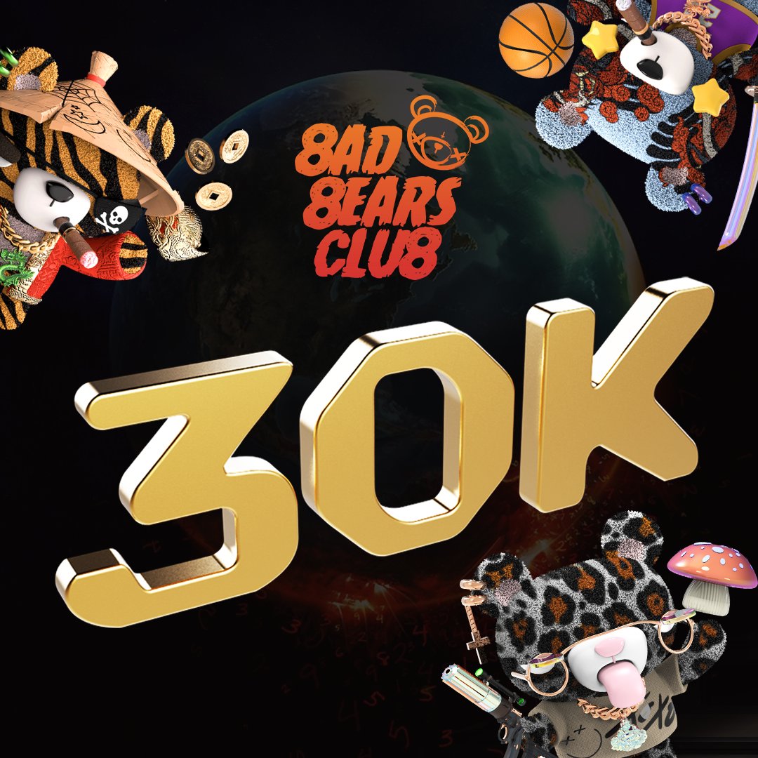 🚀We've Reached 30k Bad Bears on Discord!🚀

“There is no such thing as a self-made bear. You will reach your goals only with the help of others.” – George Shinn

Thank You!
Join our Discord: discord.gg/uBzTTxkMQz

#NFT #nfts #Etherum #ETH #opensea #OpenSeaNFT #NFTdrops