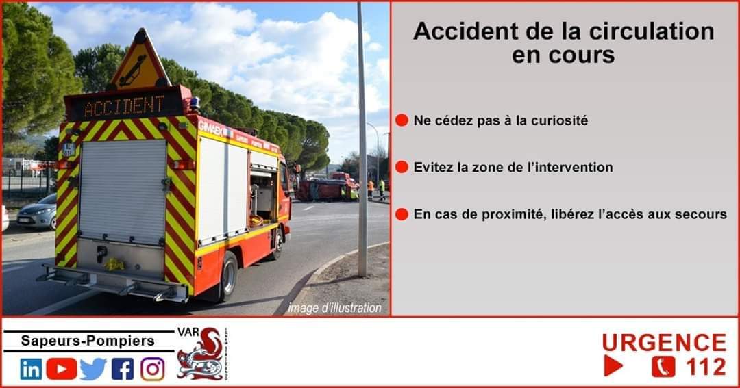 SDIS83's tweet photo. 21/05 - 22h25 : #accident de la circulation #RD12 (rond- point des déportés), commune de #hyeres . Les secours sont sur place. Prudence à l'approche de la zone.
@MsrVar 
@RouteVar 
@Prefet83 https://t.co/zokTZ0sg7g