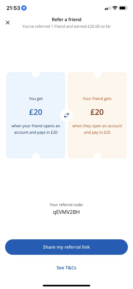 Use my referral code on chase uk and deposit £20 (which you can take back out) and we both get £20. Easy money! @chase_uk #chase #chaseuk #chasebank