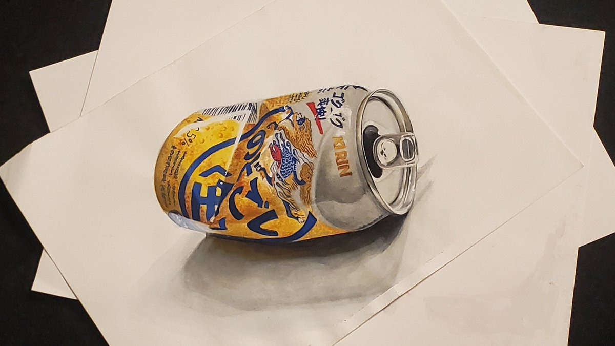 「酒の缶。#おはようさん#イラスト#アナログイラスト#ポスターカラー#絵描きさんと」|山田 めしが【写実絵師×調理師】のイラスト