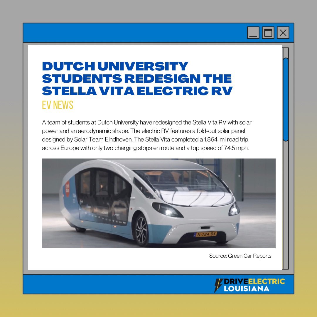 Students from Dutch University have resigned the Stella Vita, an electric RV! #evnews #dela #driveelectricla #cleanfuels #electricvehicles