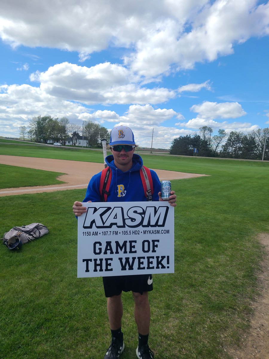Rudy Notch earned KASM player of the game. He went seven innings striking out 6 walking 1. He went 4 for 4 a the plate with a double. Laker win 14-5 #anchorsup