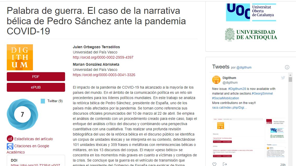 digithum's tweet photo. Julen Orbegozo, uno de los autores, nos da un recorrido por este artículo de #Digithum27, número especial sobre #Sociología de la #COVID19
👇👇
https://t.co/BlH8Dh8rtU
Artículo completo 👉https://t.co/LuV0biIqQR
Somos #AccesoAbierto https://t.co/qnmRrXylMI