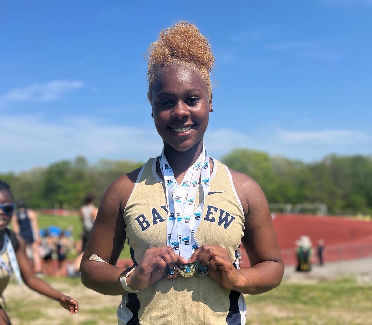 BVBengals's tweet photo. It was the hottest day of the new year but @bayviewacademy track and field was still able to bring home some bling! I think we need a bigger trophy case! #WErBENGALS🐯 https://t.co/vsSbh3KNfb