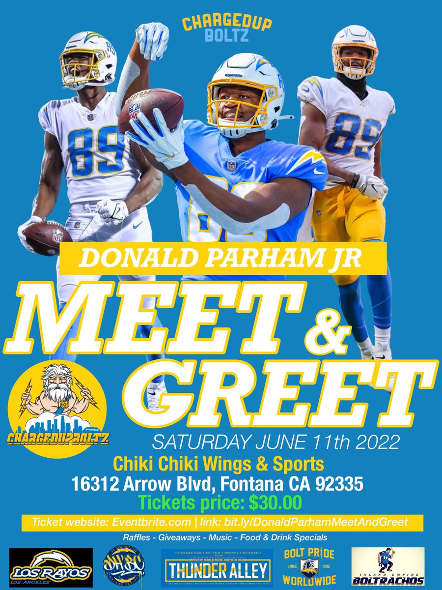 ChargedupBoltz (@chargedupboltz) on Twitter photo Good morning Bolt Fam⚡️⚡️
There’s still time to get your meet and greet tickets! Bring out your <a href="/Jiggydd_89/">Donald Parham Jr</a> jersey or your mini helmets and get it signed ⚡️ use discount code: CHARGEDUPBOLTZ for %10 off !
It’s gonna be a good one 🙏🏻⚡️⚡️ Good morning Bolt Fam⚡️⚡️
There’s still time to get your meet and greet tickets! Bring out your <a href="/Jiggydd_89/">Donald Parham Jr</a> jersey or your mini helmets and get it signed ⚡️ use discount code: CHARGEDUPBOLTZ for %10 off !
It’s gonna be a good one 🙏🏻⚡️⚡️
