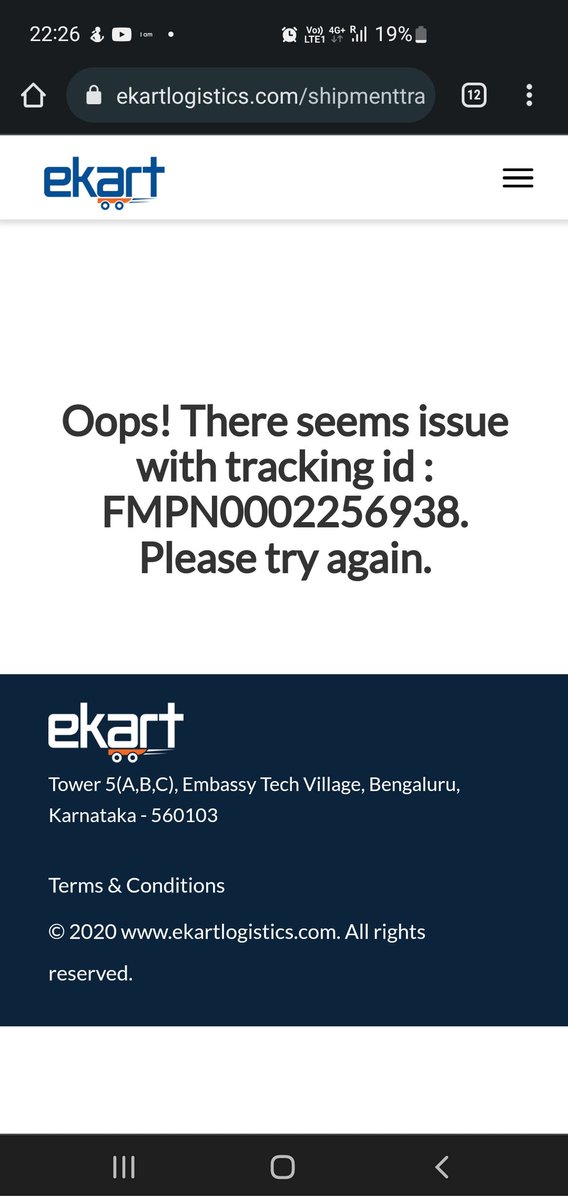 sisirpanda's tweet photo. @flipkartsupport Hey! Regarding Order # OD224970911533504000, I see that it has been shipped but I didn't receive any email or Sms.Also, when I see the tracking number of Ekart # FMPN0002256938,it shows that ,there is issue with the tracking id.Whats going on? Can you help ASAP? https://t.co/ePRYAzrSnk