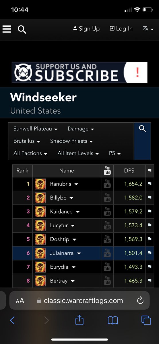 Moobies_BS's tweet photo. It took everything we had but we got Brutallus this week and went 2/6 our first full week in Sunwell without any PTR runs. A bunch of us did this but I’m real proud of being the #1 shadow priest on Windseeker. #tbcc #sunwell #shadowpriest #manabattery https://t.co/BUOIwNYUeA
