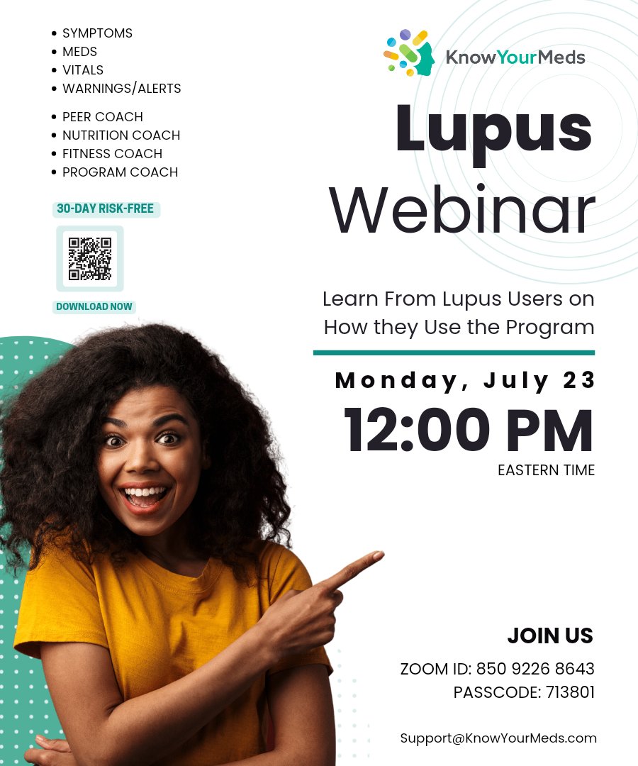 Lupus health app just launched! Find out more - join on zoom, Monday, 5/23. Learn details on how I use the app to manage my disease! #lupus #knowyourmeds #credahealth #chroniccare